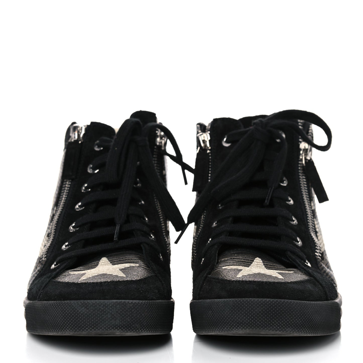 Canvas Suede CC Star Zipped High Top Sneakers 37.5 Black