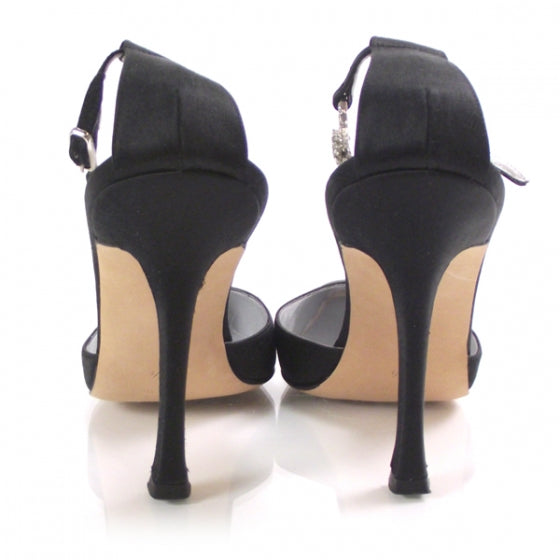 MANOLOBLAHNIKSatinJeweledAnklePumps39.5