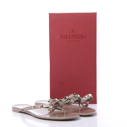 Valentino Garavani PVC Jelly Rockstud Bow Thong Sandals 41 Poudre 11 of 11