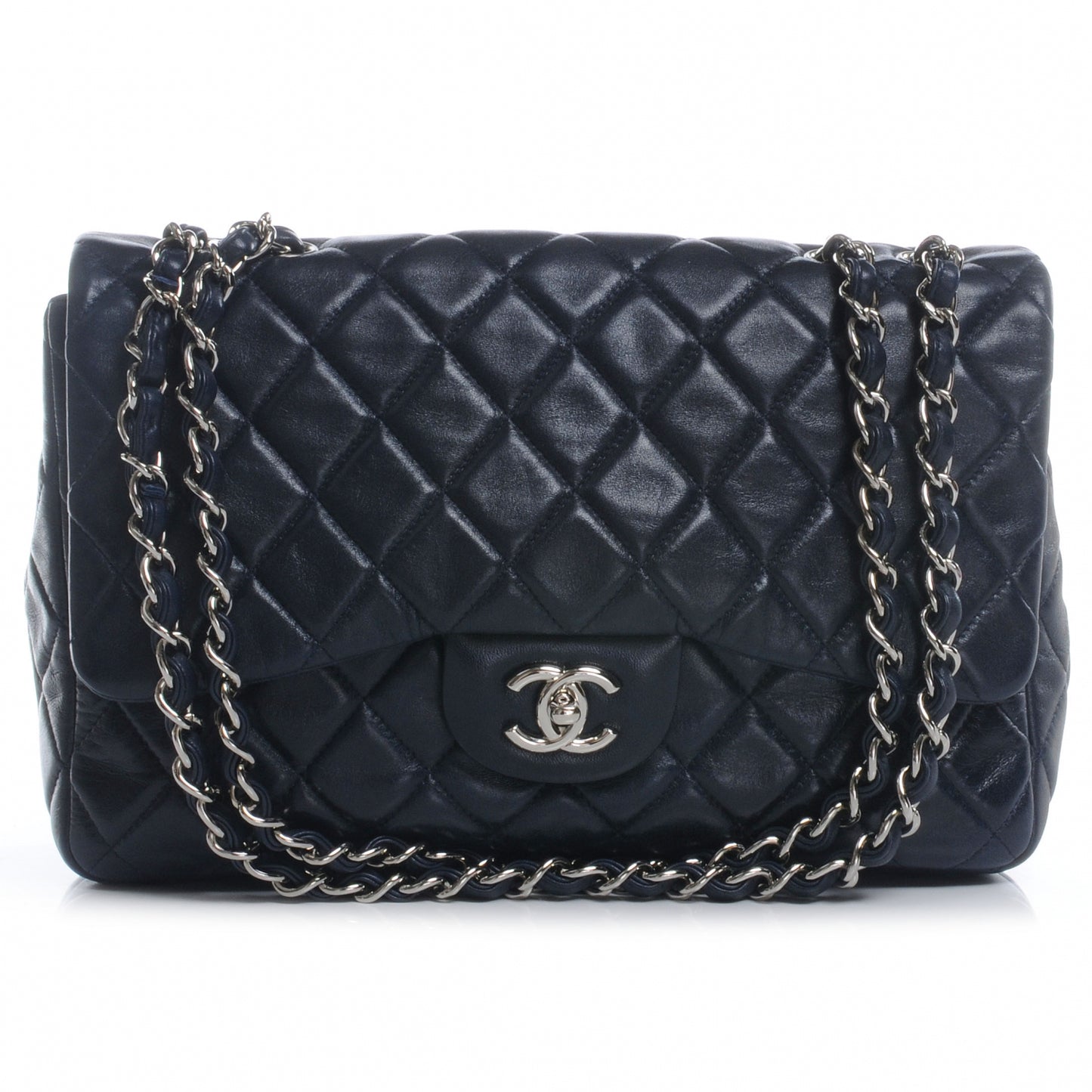 Lambskin Jumbo Single Flap Navy