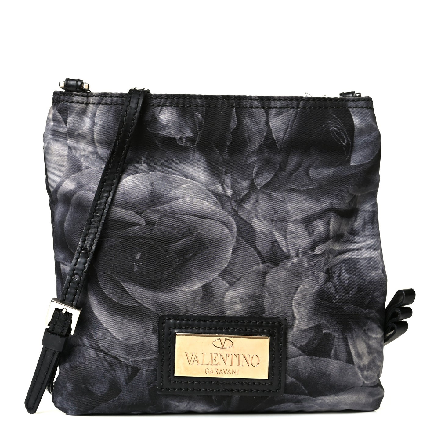 Nylon Floral Crossbody Dark Grey