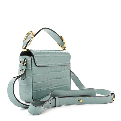 Chloe Calfskin Crocodile Embossed Mini C Double Carry Faded Blue 3 of 9