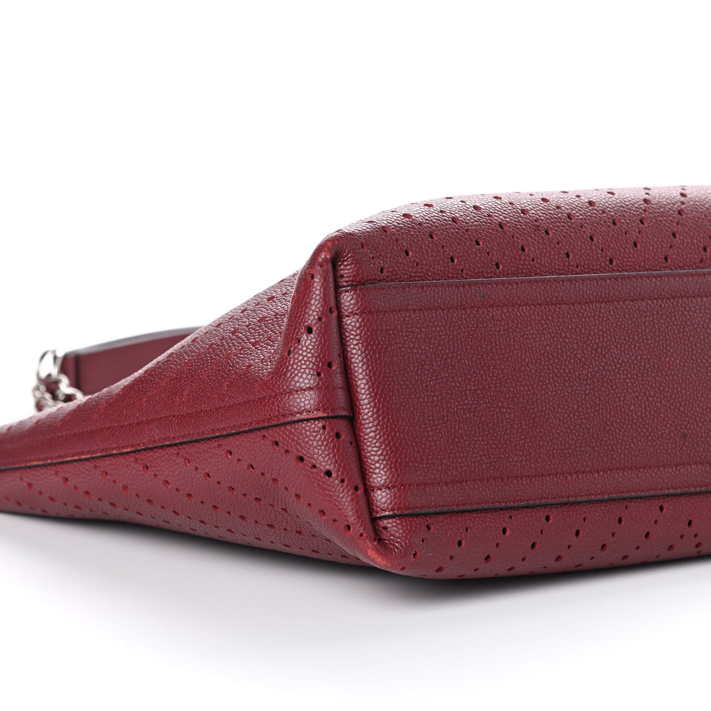 Perforated Grained Calfskin Large Shopping Tote Red