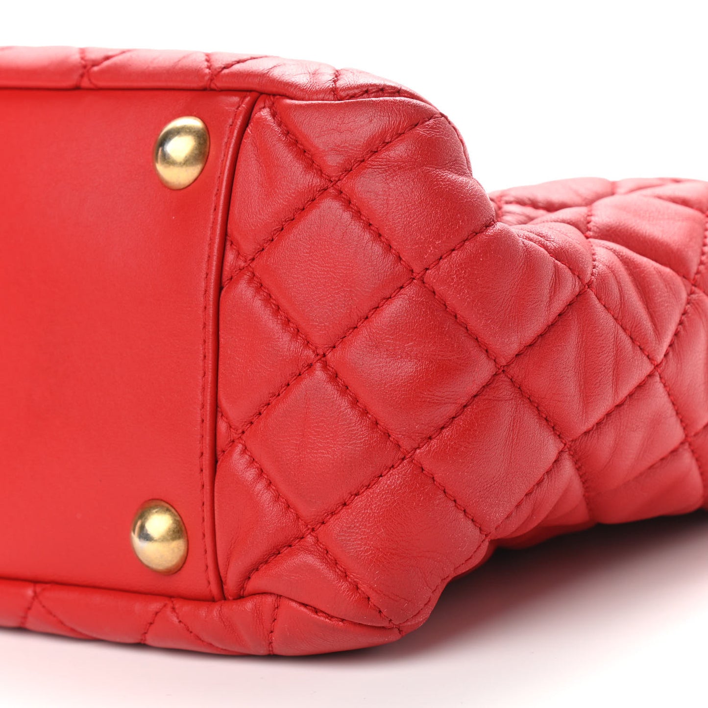 Calfskin Quilted Shopping Tote Red
