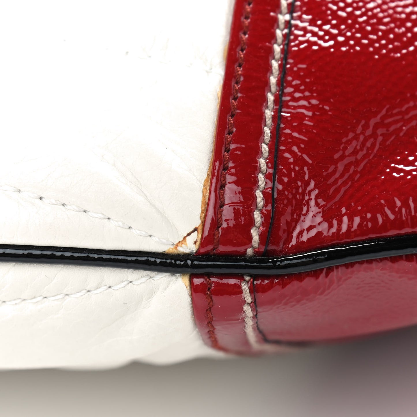 Patent Calfskin Medium Snow Glam Hobo Black White Red