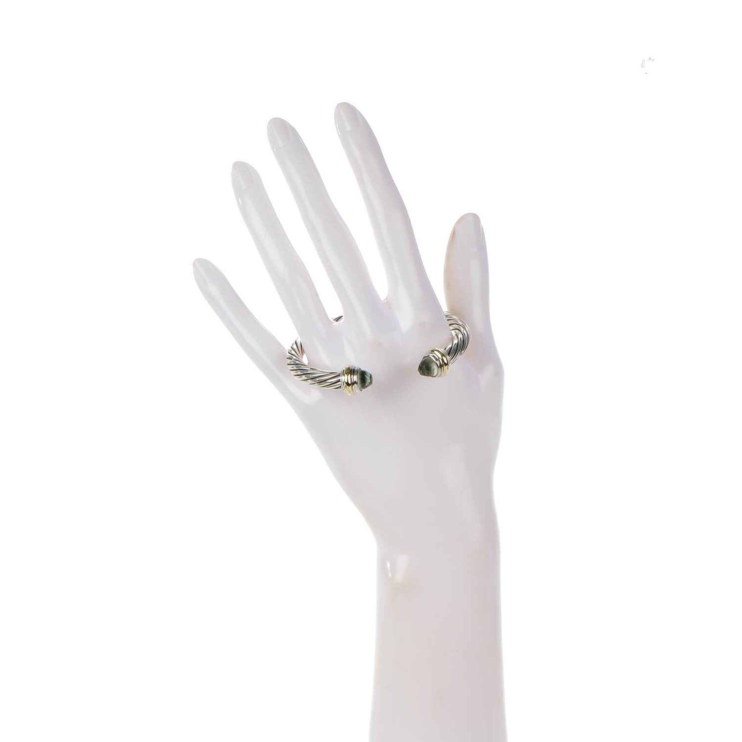 David Yurman Sterling Silver 14K Yellow Gold Prasiolite 7mm Cable Classics Bracelet 2 of 5