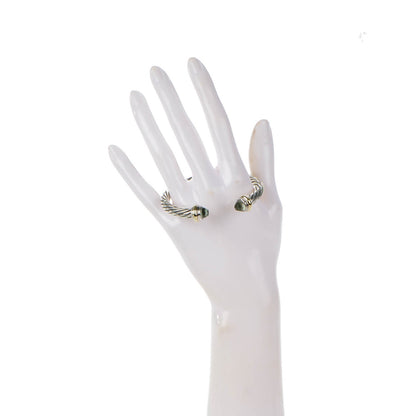 David Yurman Sterling Silver 14K Yellow Gold Prasiolite 7mm Cable Classics Bracelet 2 of 5