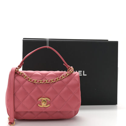 Chanel Metallic Calfskin Quilted Top Handle Flap Dark Pink 11 of 11