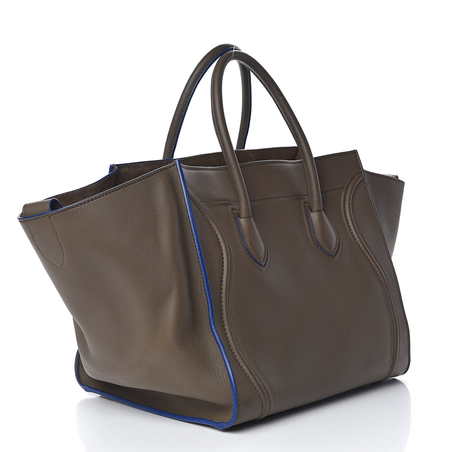Supple Calfskin Medium Phantom Luggage Khaki Cobalt Trim