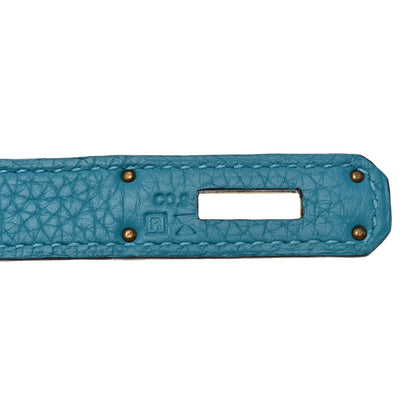 Hermes Taurillon Clemence Birkin 30 Turquoise 7 of 12