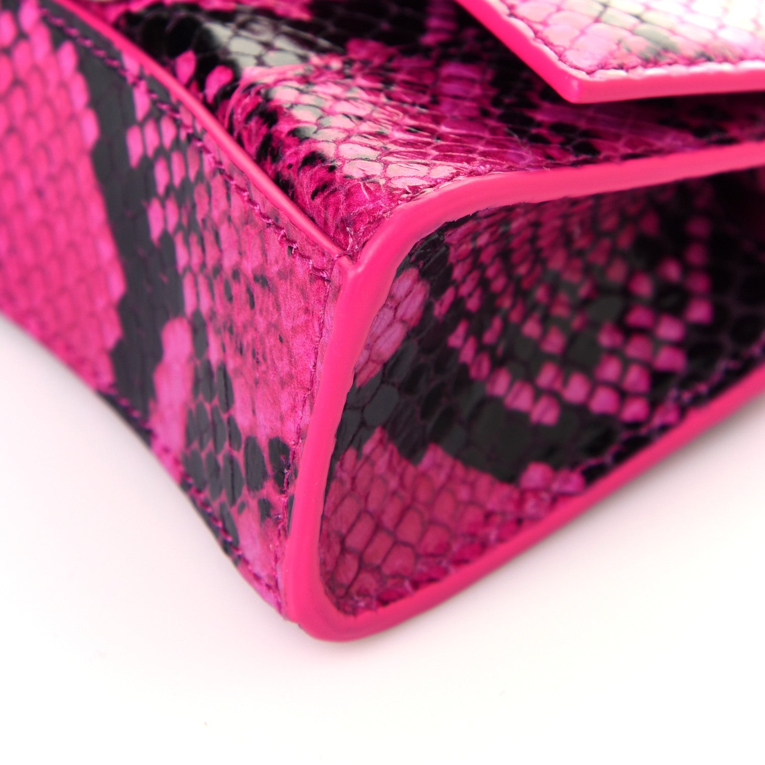 Balenciaga Shiny Calfskin Python Effect Hourglass Top Handle Bag Mini Fuchsia Black 9 of 13