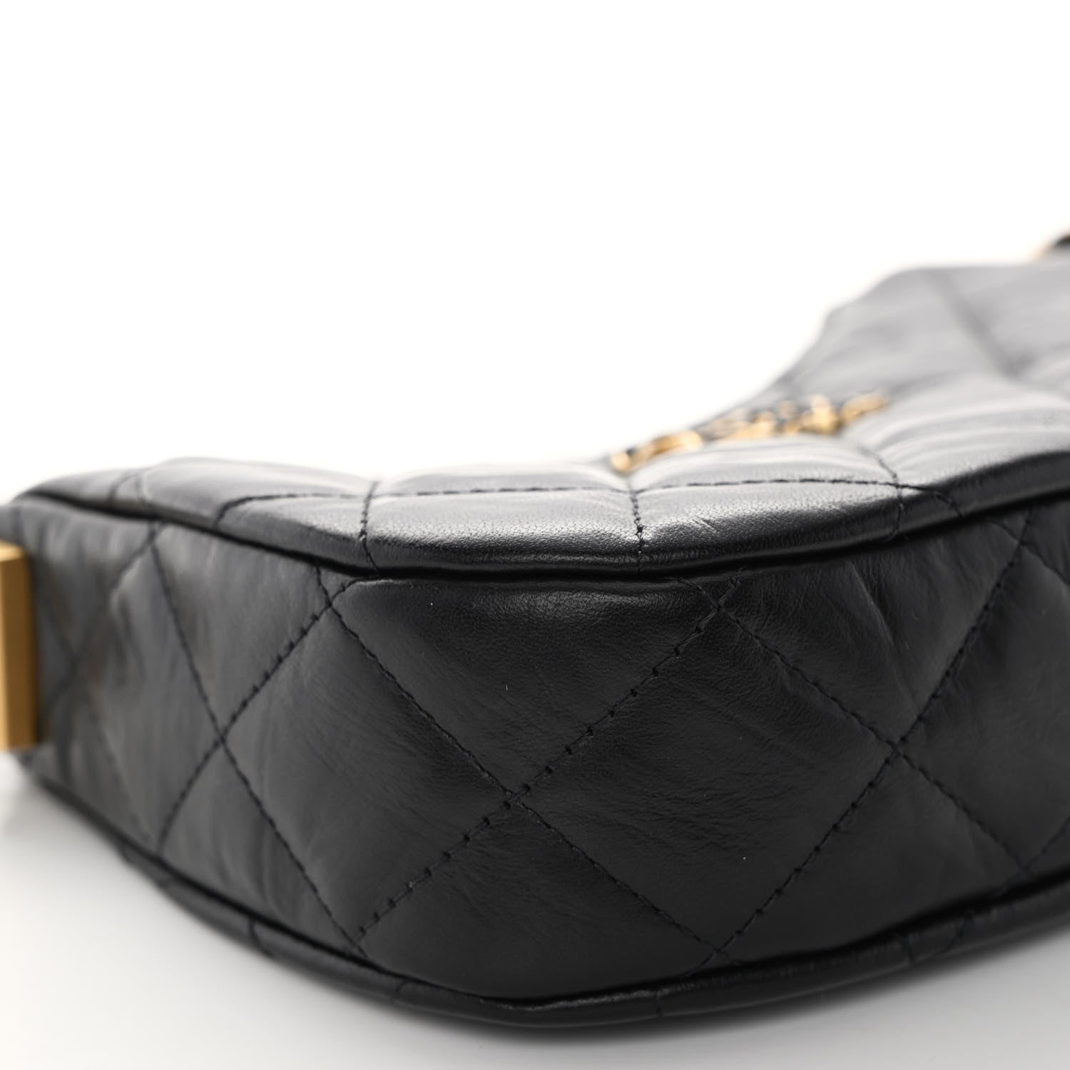 Chanel Crumpled Calfskin Quilted Braided CC Small Hobo Black 8 of 9