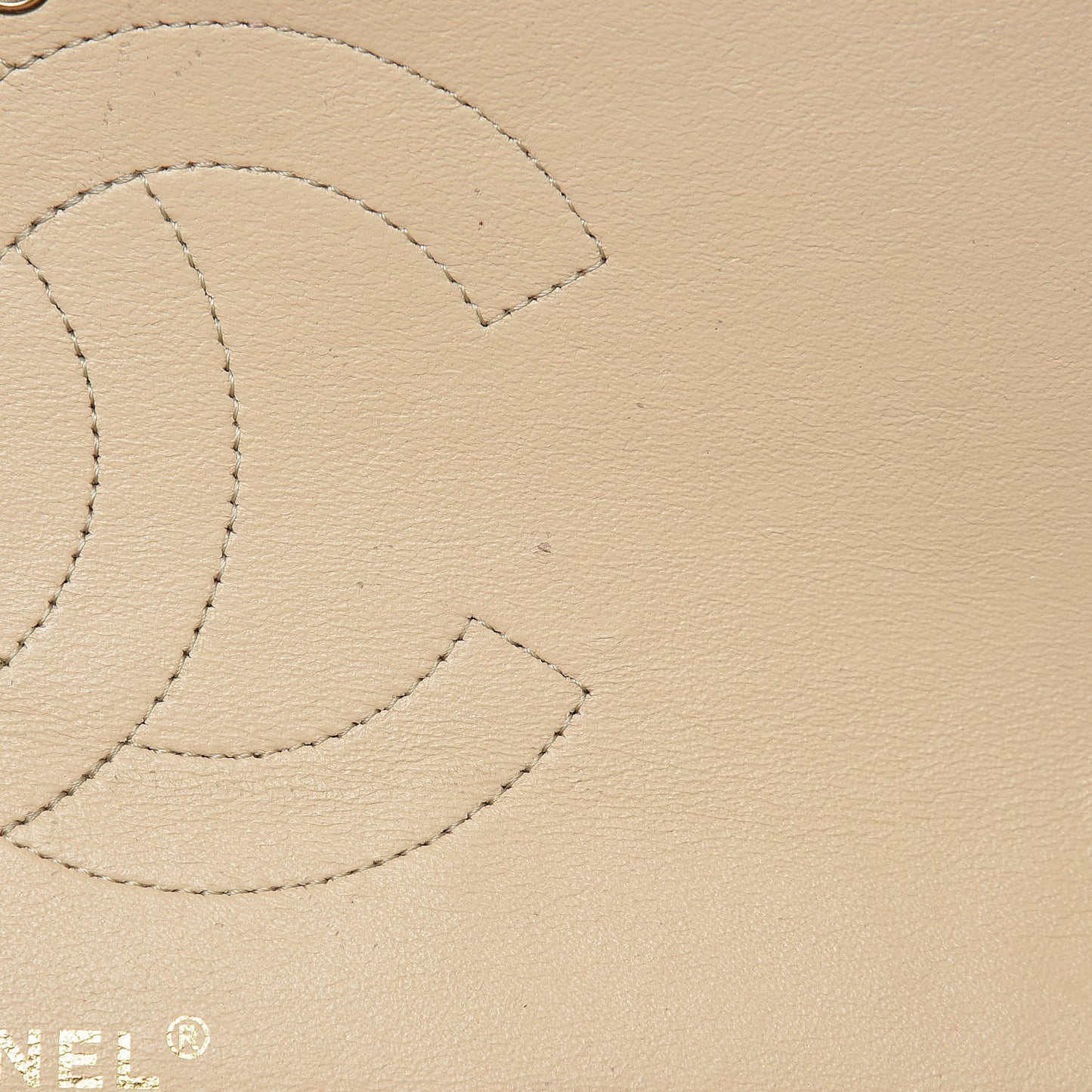 Caviar Quilted Jumbo Double Flap Beige Clair