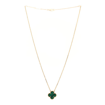Van Cleef & Arpels 18K Yellow Gold Malachite Vintage Alhambra Pendant Necklace 3 of 7