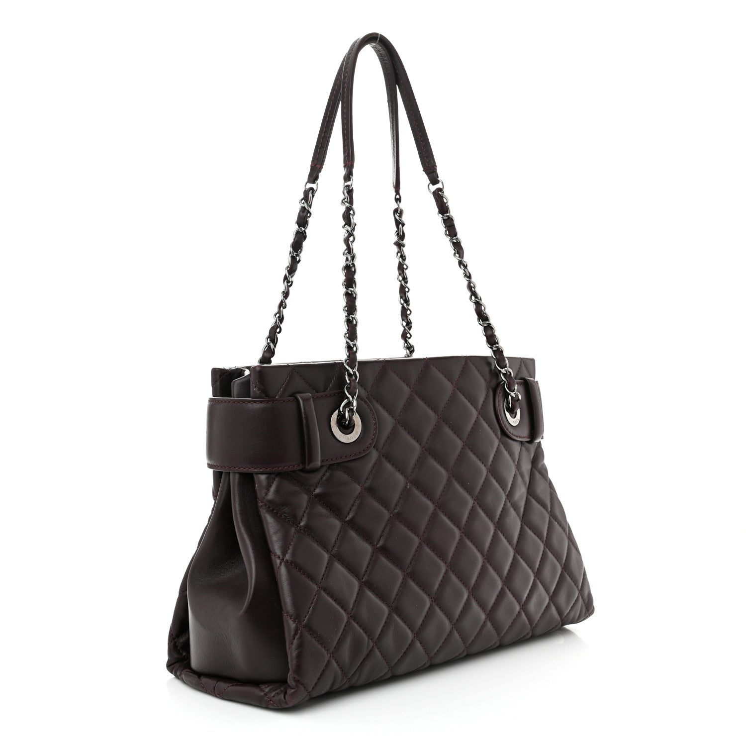 Chanel Lambskin Quilted Small Coco Loop Tote Burgundy 3 of 13