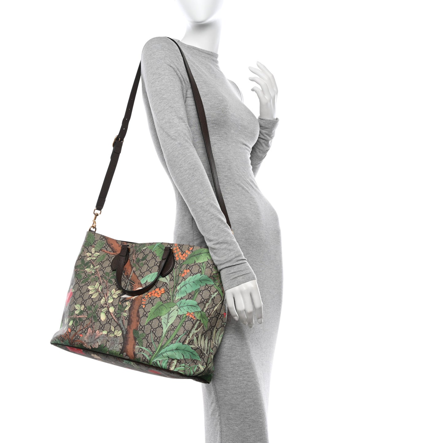 Soft GG Supreme Monogram Tian Medium Crossbody Tote Beige Multicolor New Acero