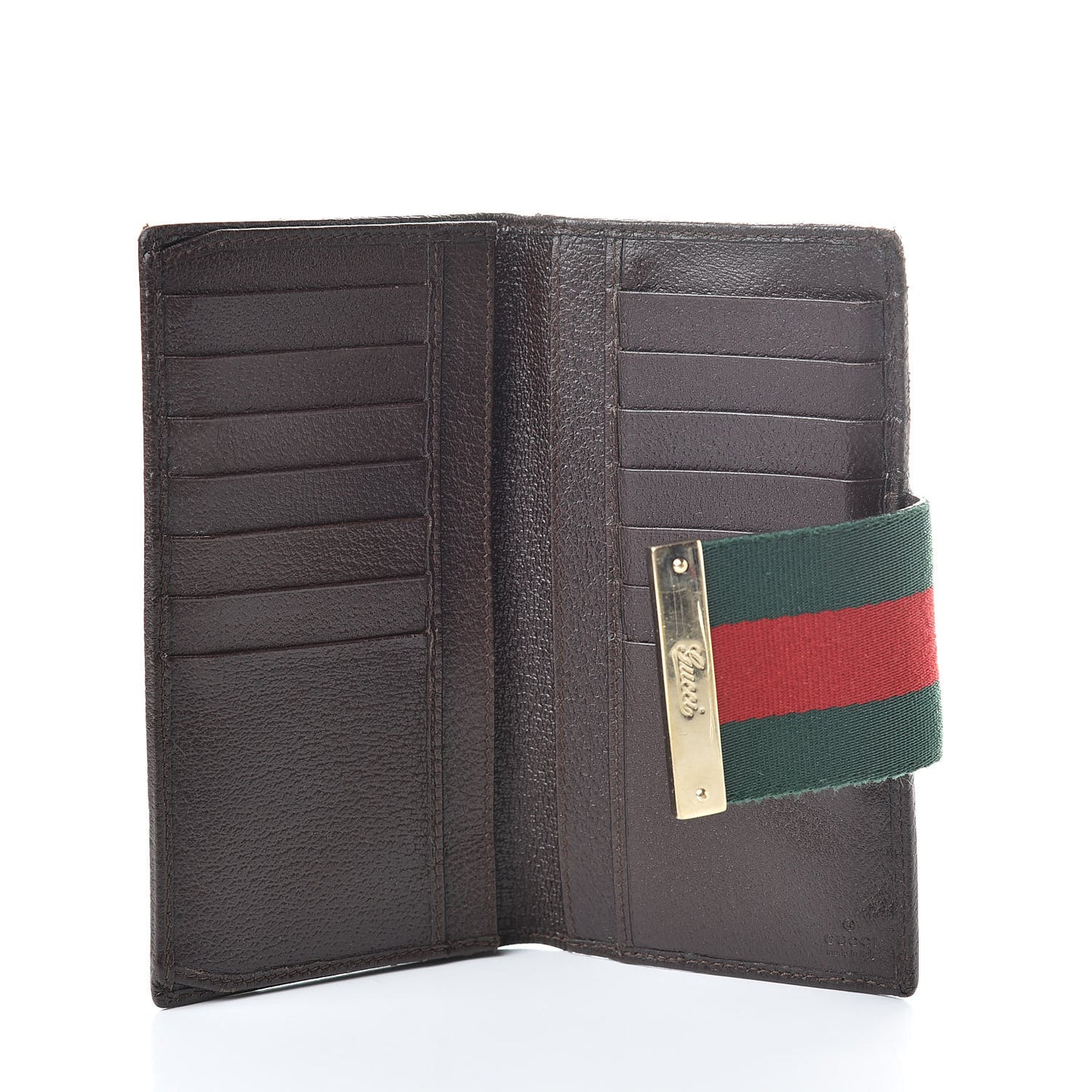 Monogram Calfskin Ladies Web Continental Wallet Beige Ebony Cocoa