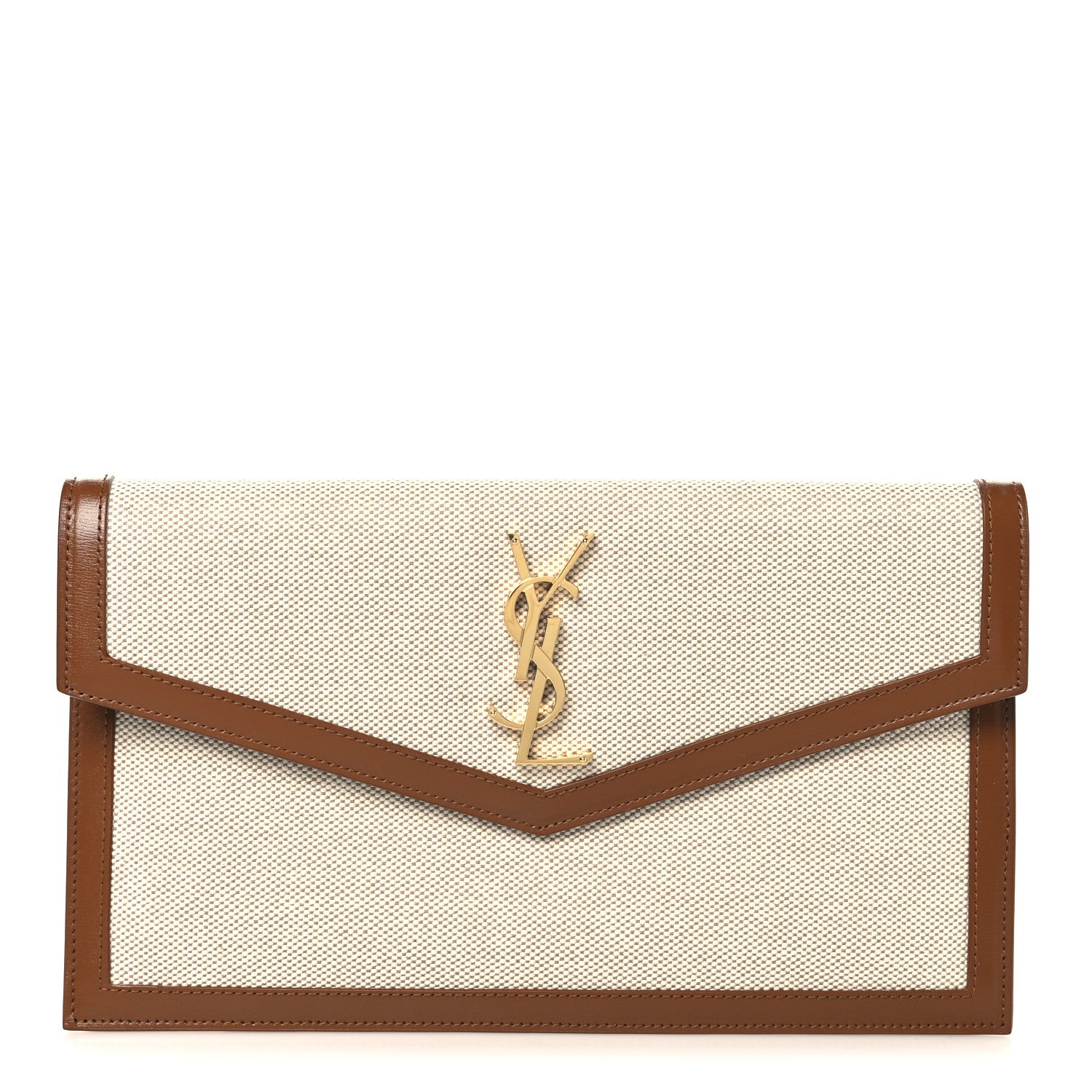Saint Laurent Canvas Uptown Pouch Natural Beige Brick Natural Beige Brick 1 of 8