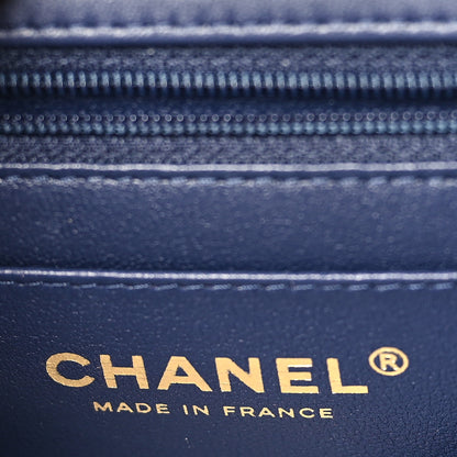 Chanel Lambskin Quilted Bi-Color Mini Top Handle Rectangular Flap Green Dark Blue 6 of 10