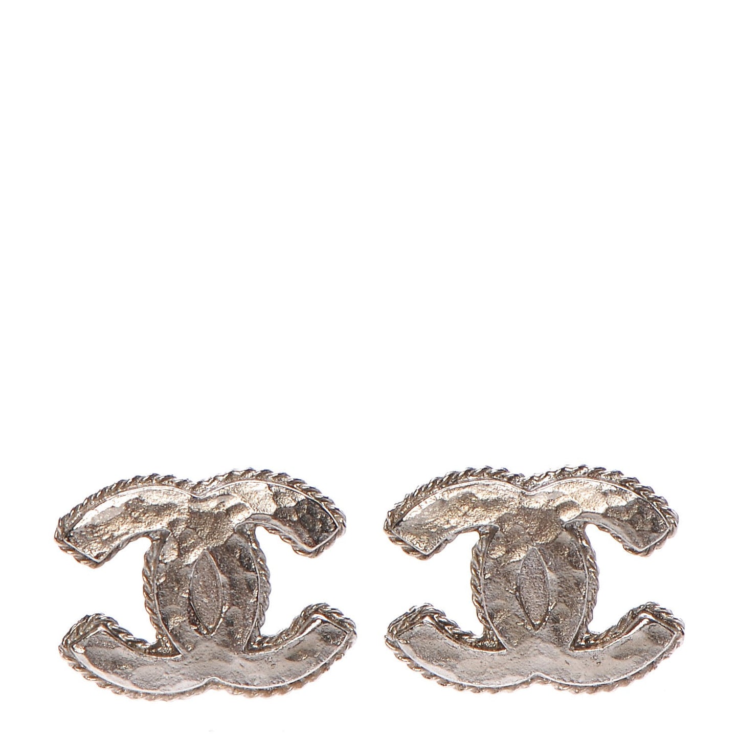 Hammered CC Earrings Silver