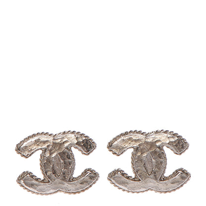 Chanel Hammered CC Earrings Silver 1 of 8