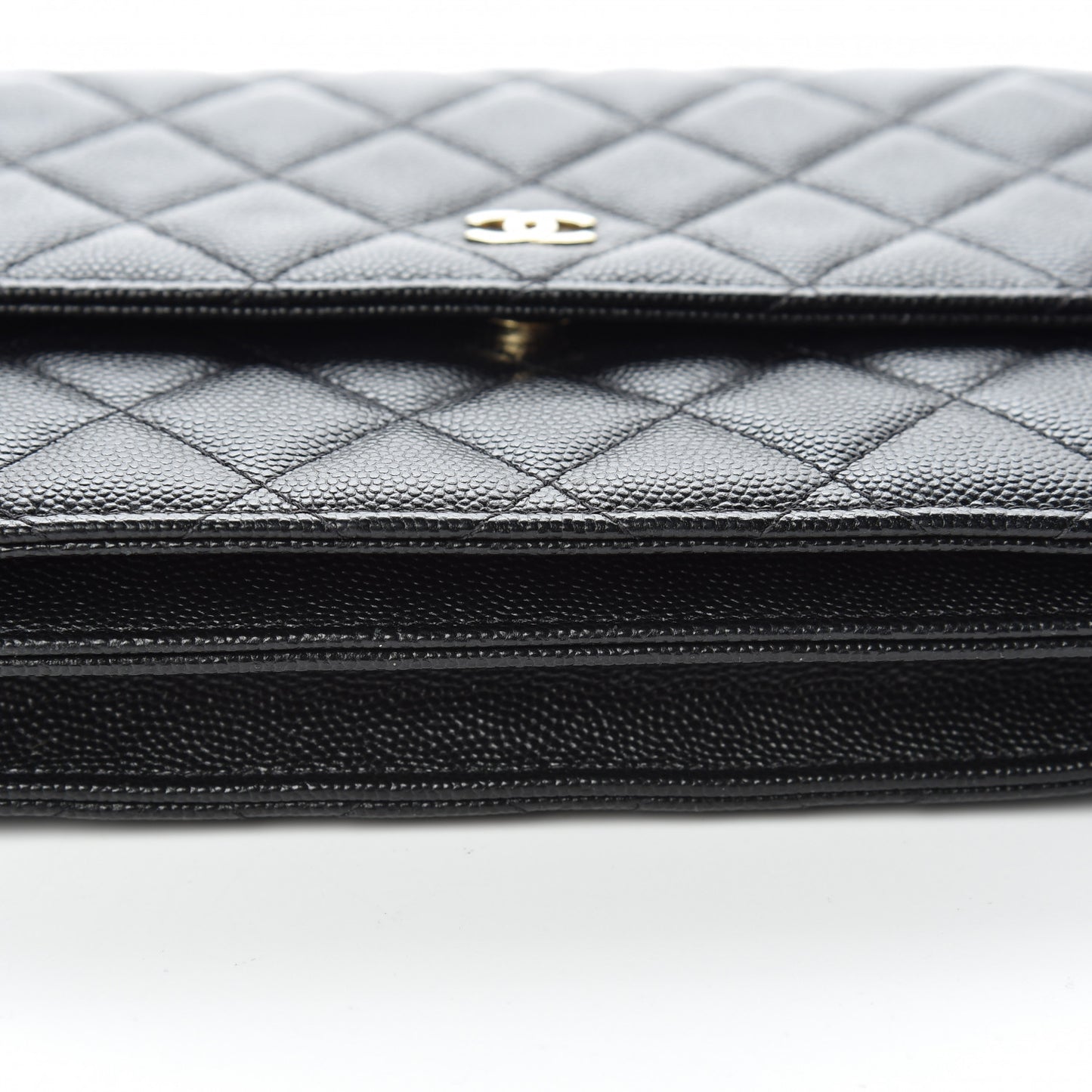 Caviar Quilted Square Wallet On Chain WOC Black