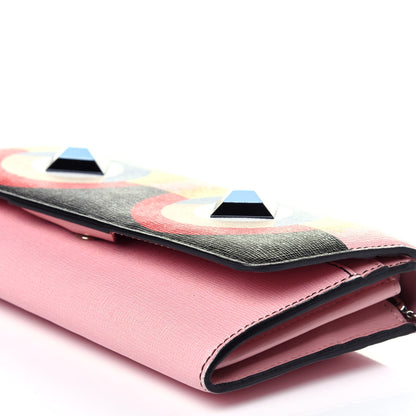 Fendi Vitello Elite Century Hypnoteyes Studded Continental Wallet On Chain Bubblegum Multicolor 8 of 13