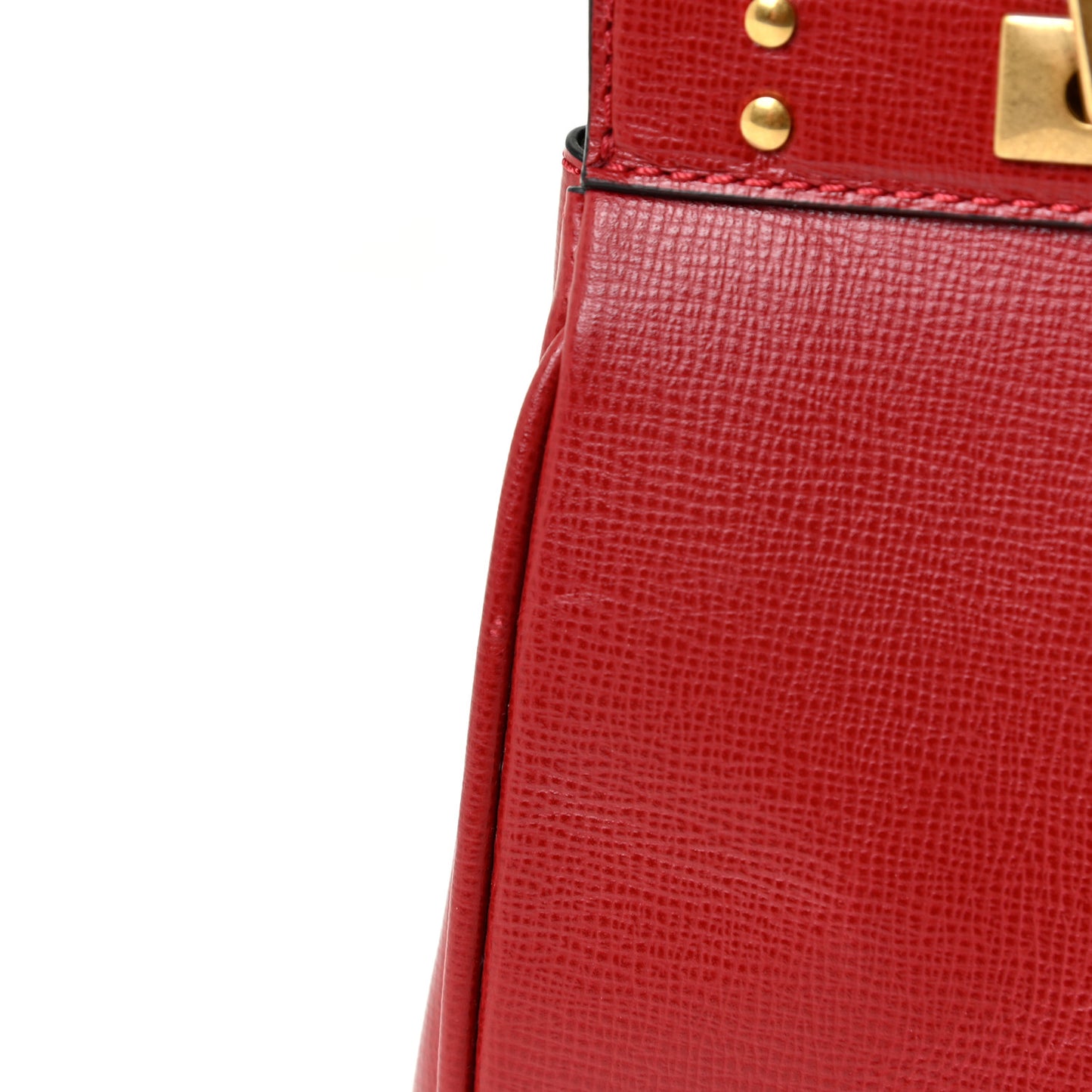 Grainy Calfskin Mini Rockstud Alcove Top-Handle Bag Rouge Pur