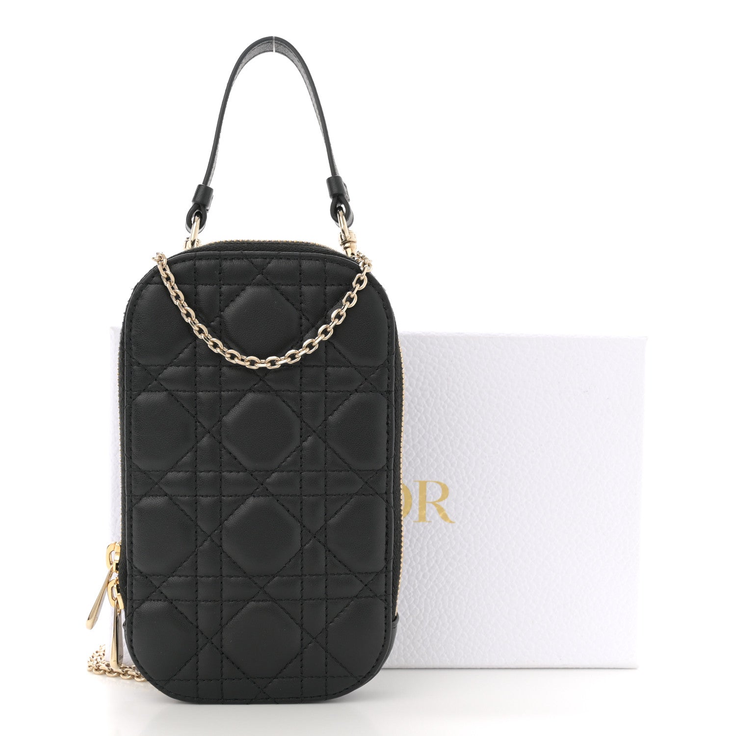Christian Dior Lambskin Cannage Lady Dior Phone Holder Black 11 of 11