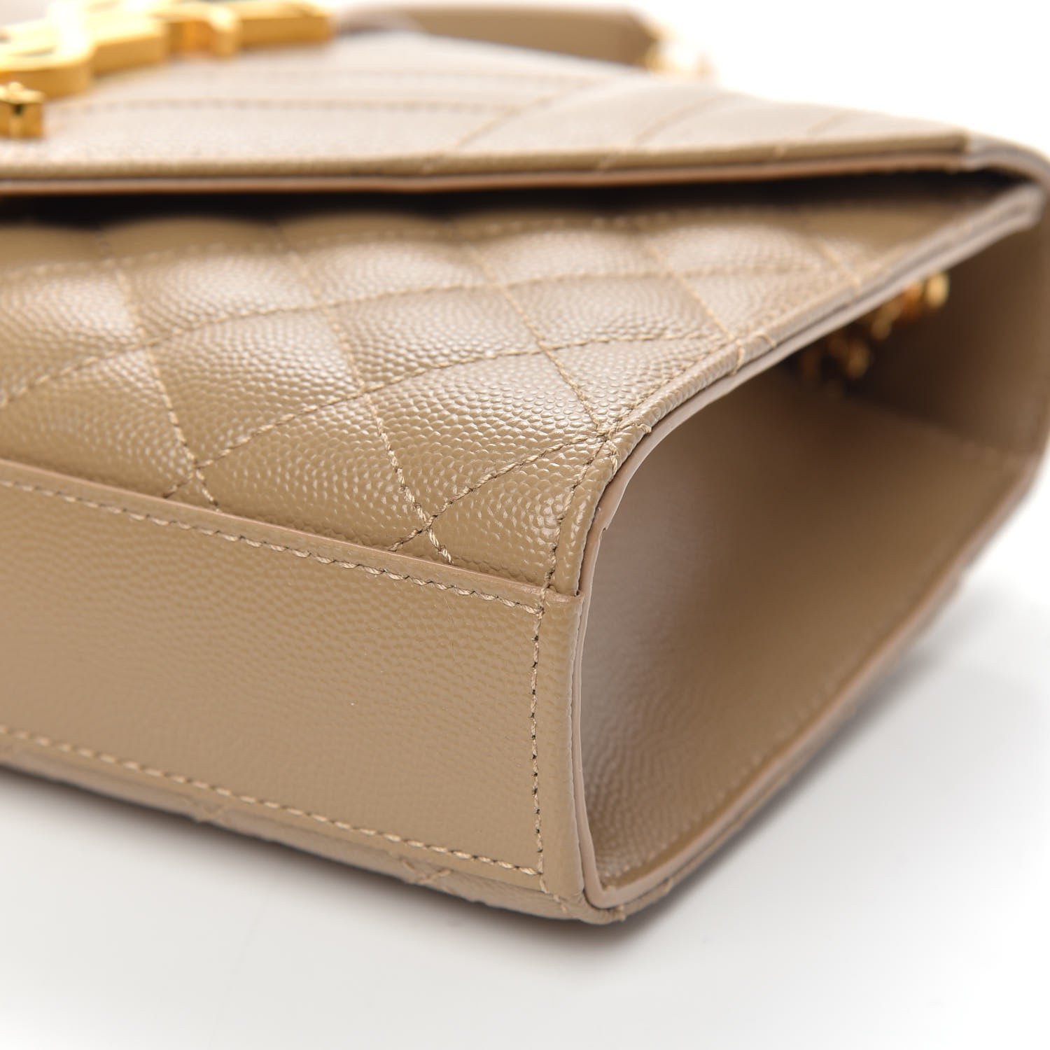 Saint Laurent Grain De Poudre Textured Mixed Matelasse Triquilt Small Monogram Satchel Dark Beige 9 of 9