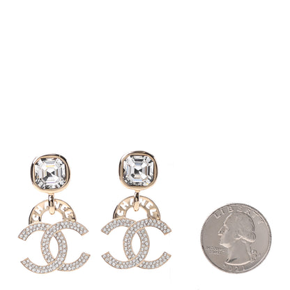 Chanel Crystal CC Drop Logo Earrings Gold 2 of 4