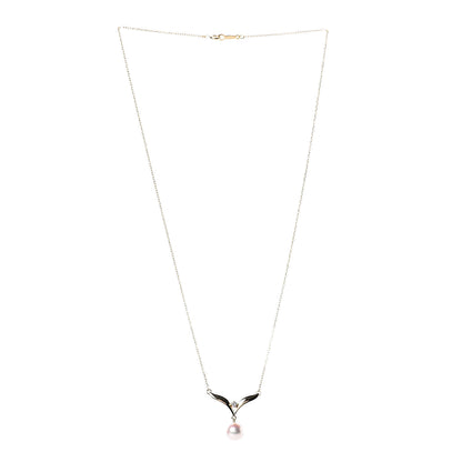 Mikimoto 18K Yellow Gold Diamond Akoya Pearl 7mm Pendant Necklace 3 of 4