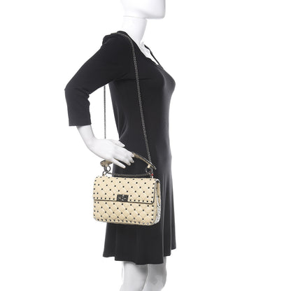 Valentino Garavani Craquele Nappa Medium Rockstud Spike Shoulder Bag Light Ivory 2 of 10