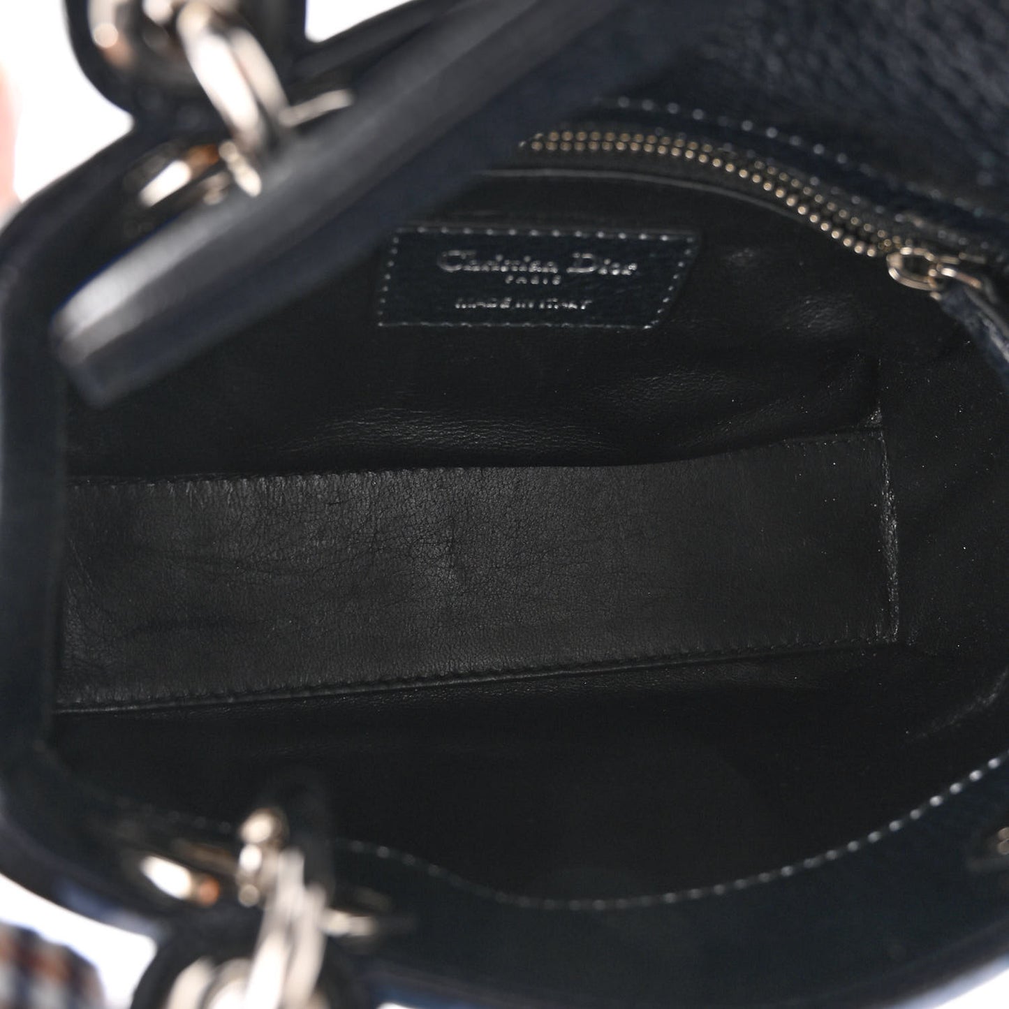Deerskin Floral Printed Mini Lady Dior Black Blue