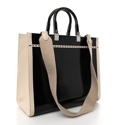 Fendi Patent Plexiglass Medium Fendi Sunshine Shopper Tote Black Ice White 3 of 9