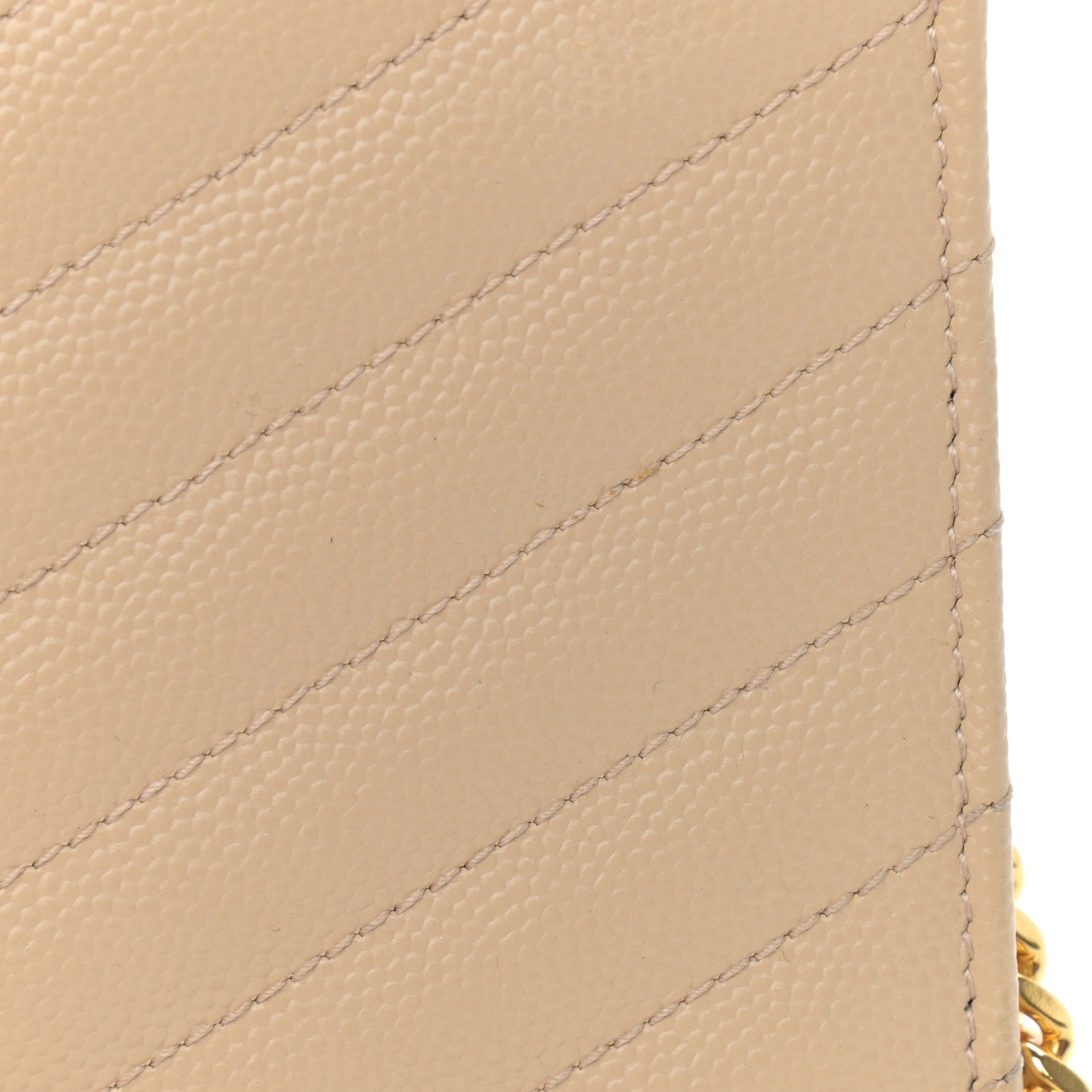Grain De Poudre Matelasse Chevron Monogram Envelope Chain Wallet Dark Beige