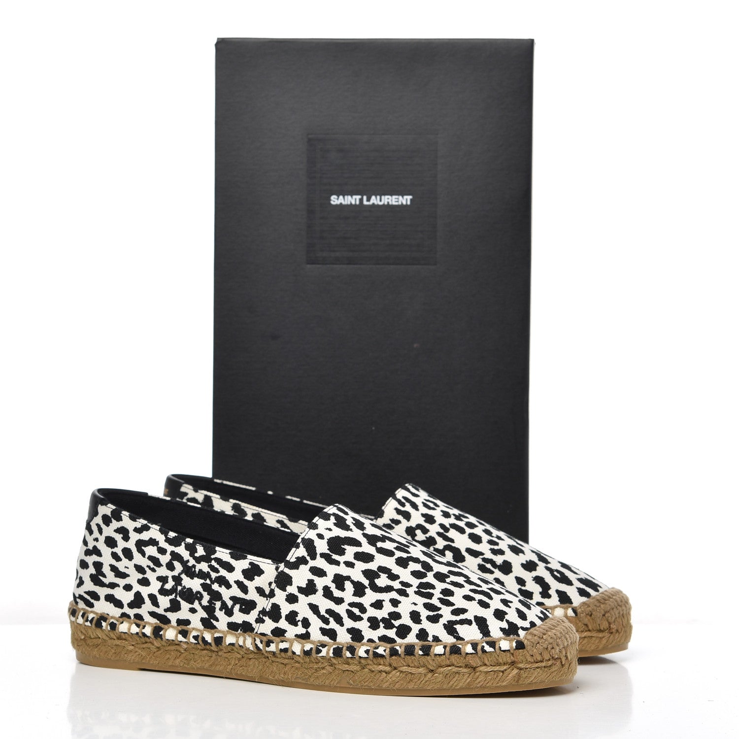 Saint Laurent Canvas Leopard Print Espadrilles 38 Latte Black 9 of 9