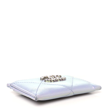 Chanel Iridescent Calfskin Quilted Chanel 19 Card Holder Light Purple 4 of 13
