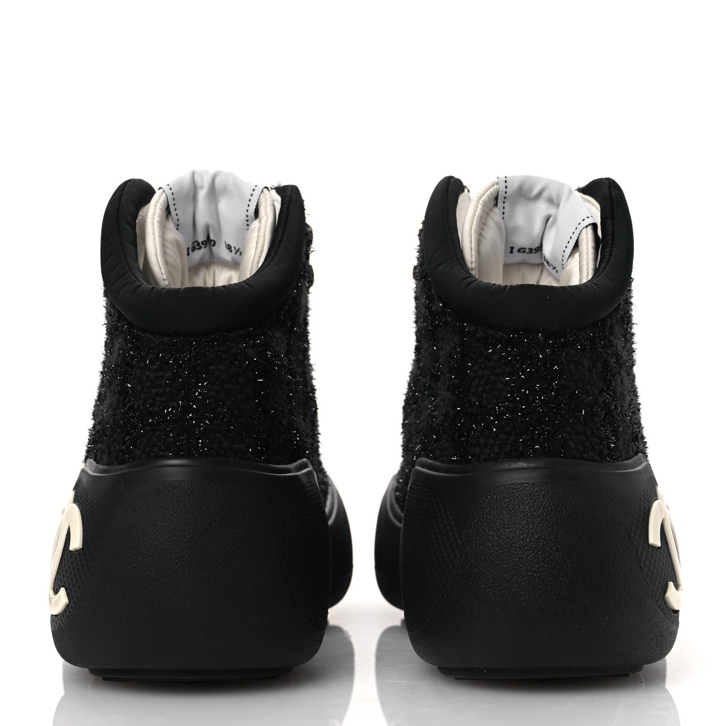 Tweed CC Lace Up Ankle Snow Boots 38.5 Black