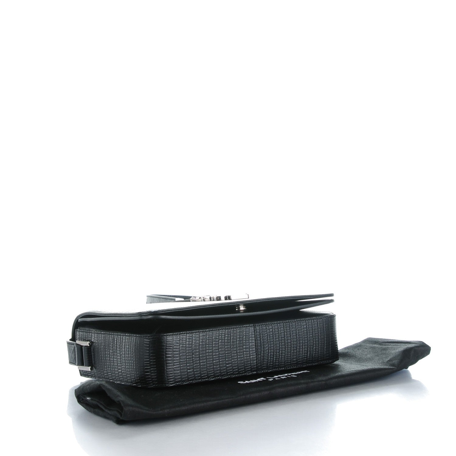 Saint Laurent Lizard Calfskin Embossed Classic Medium Monogram Universite Bag Black 4 of 7