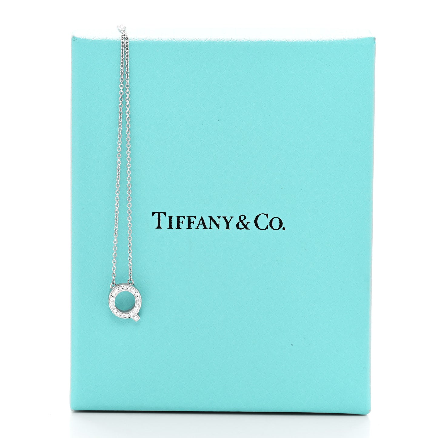Platinum Diamond Letters Q Pendant Necklace