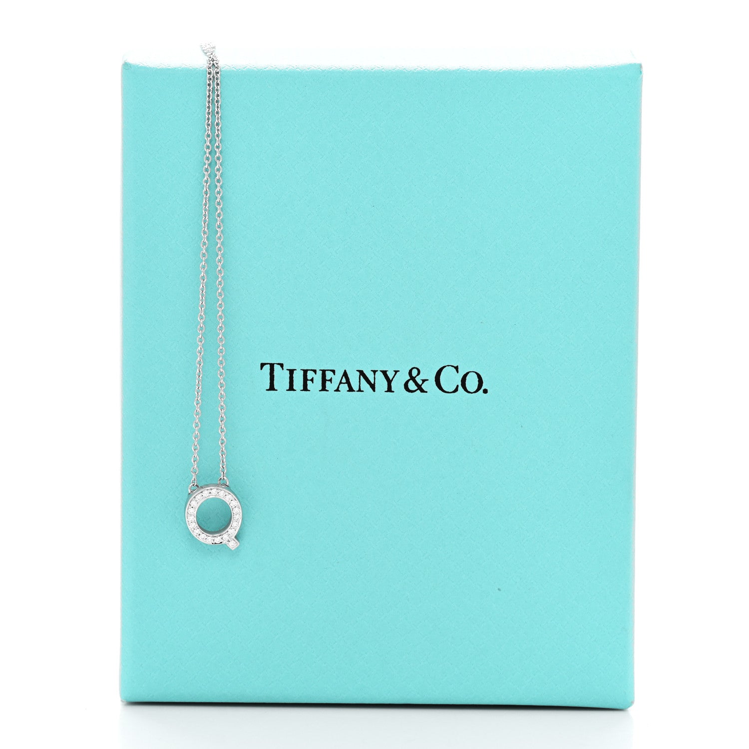 Tiffany Platinum Diamond Letters Q Pendant Necklace 6 of 6