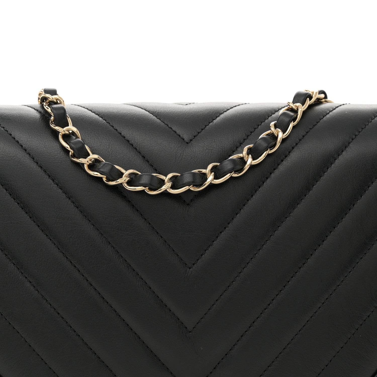 Chanel Calfskin Chevron Quilted Large Statement Flap Black 8 of 10