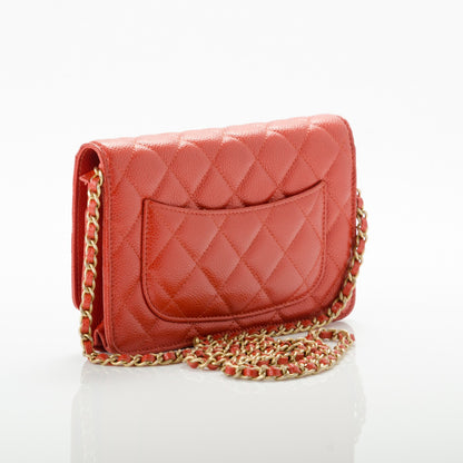 Chanel Caviar Quilted Wallet On Chain WOC Orange 3 of 8