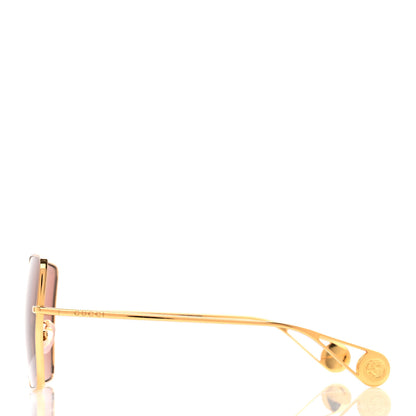 Gucci Metal Square Frame Sunglasses GG0436S Gold Pink 3 of 10