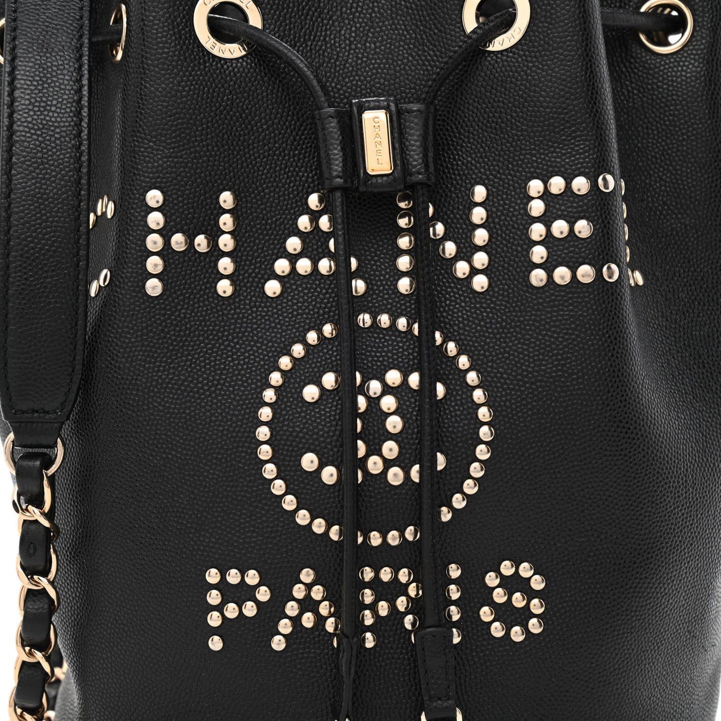 Caviar Deauville Drawstring Bucket Bag Black