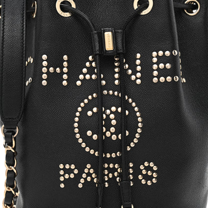 Chanel Caviar Deauville Drawstring Bucket Bag Black 8 of 10