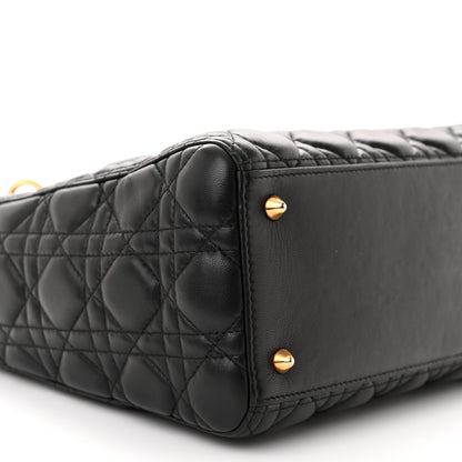 Christian Dior Lambskin Cannage Medium Lady Dior Black 9 of 10