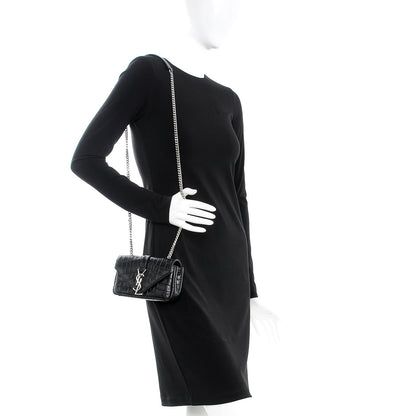 Saint Laurent Calfskin Crocodile Embossed Baby Monogram Classic Chain Bag Black 2 of 7