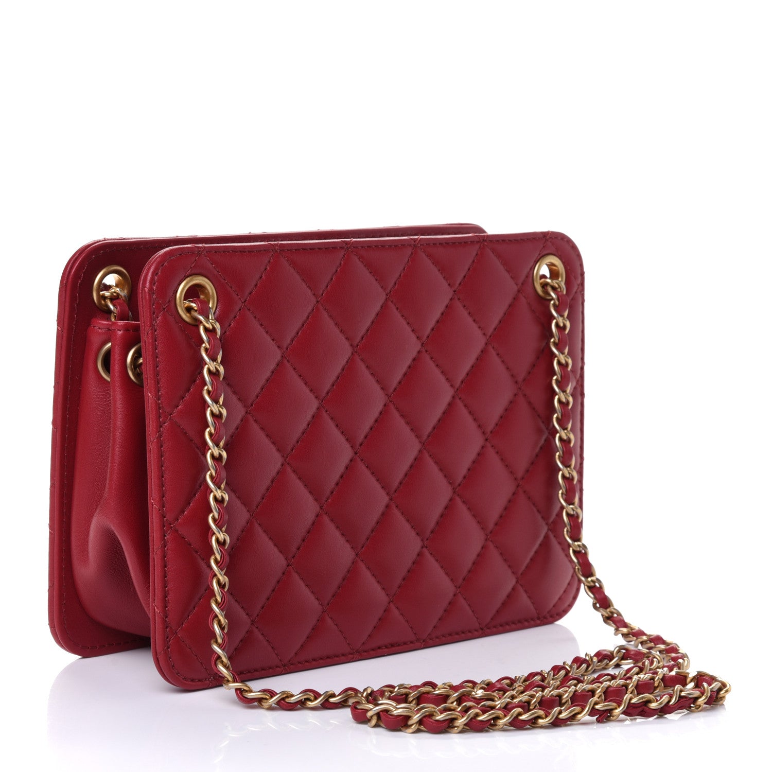 Chanel Calfskin Quilted CC Small Once Upon A Time Tote Red 2 of 5